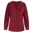 thumbnail image 4 of Hanna Nikole Women Plus Size Button Down Shirt Long Sleeve Lapel Collar Vintage Blouses Coat Tops, 4 of 7