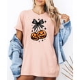 thumbnail image 2 of Halloween Jack-O-Lantern Pumpkin With Black Bow Shirt for Women, Teens & Girls Spooky Season Tee Peach Shirt Adult 2XL, 2 of 4