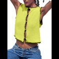 thumbnail image 1 of Suéter Sin Mangas para Mujer, Camiseta Sin Mangas con Botones, Cárdigan Corto de Punto para y Verano 2025 Amarillo S, 1 of 10