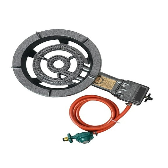 Heavy Duty Cast Iron Propane Single Burner, 28,000 BTU, Auto Ignition, 6 Ft Hose