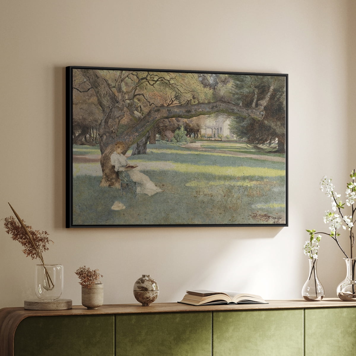 Vintage Botanical Print-LVI By Wexford Home Framed in Black Wood Gallery Wrapped Canvas 17 in. x 25 in.