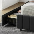 thumbnail image 3 of EDTara Large Upholstered Bed Frame with Storage Drawers, Adjustable Headboard, Velvet Platform with Wooden Slats, No Box Spring Needed, 3 of 8