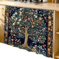 thumbnail image 2 of Tree Floral Cabinet Curtain 35"Wx35"L,Dustproof Under Sink Skirt with Self Adhesive Tape,Boho Vintage Country Botanical Patterns Cabinet Curtain Cover for Kitchen Sink,Bathroom Vanity,Laundry Room, 2 of 9