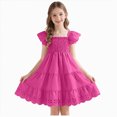 thumbnail image 3 of Toddler Girl Summer Dresses Kids Ruffle Cap Puff Sleeves Boho Dresses Casual for Girls, 3 of 7