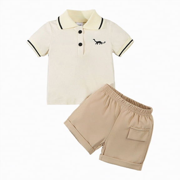 NOLDARES Toddler Baby Boy Clothes Print Short Sleeve T-Shirt Tops Shorts Set 2 Piece Summer Outfits Blazer,3-4 Y