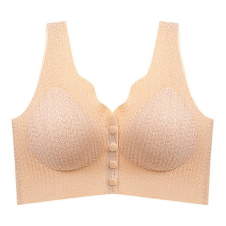 ALLLIST Women s Bras Front Closure Wirefree Beige Sleep Solid Cozy T Shirt Women Lingerie Size M-3XL