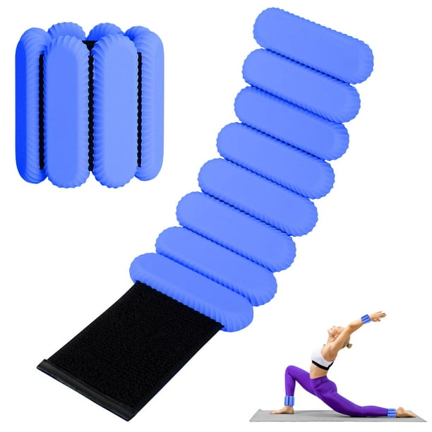 Pesas ajustables para muñeca y tobillo, silicona, 0,9 kg, color azul