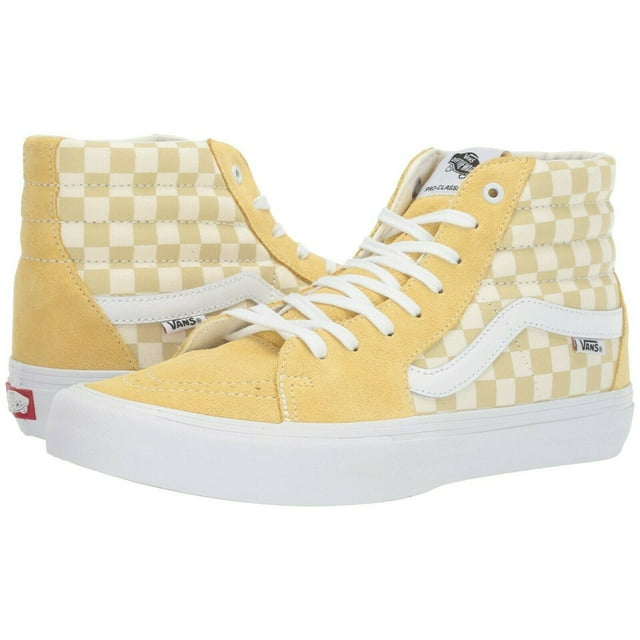 Vans SK8 Hi Pro Checkerboard Pale Banana/Marshmallow Men's Skate Shoes Size 13