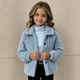 thumbnail image 3 of Cethrio Girls Fleece Jacket, Warm Long Sleeve Button Front Collared Winter Outerwear Size 11-12 Years Light Blue, 3 of 6