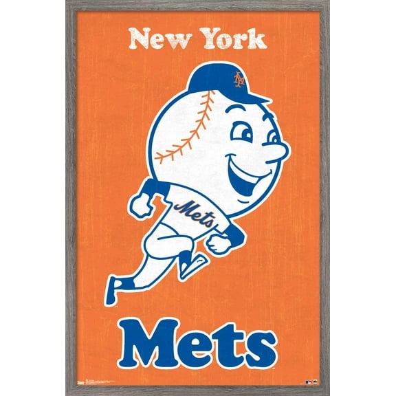 MLB New York Mets - Retro Logo 11 Wall Poster, 14.725" x 22.375", Framed