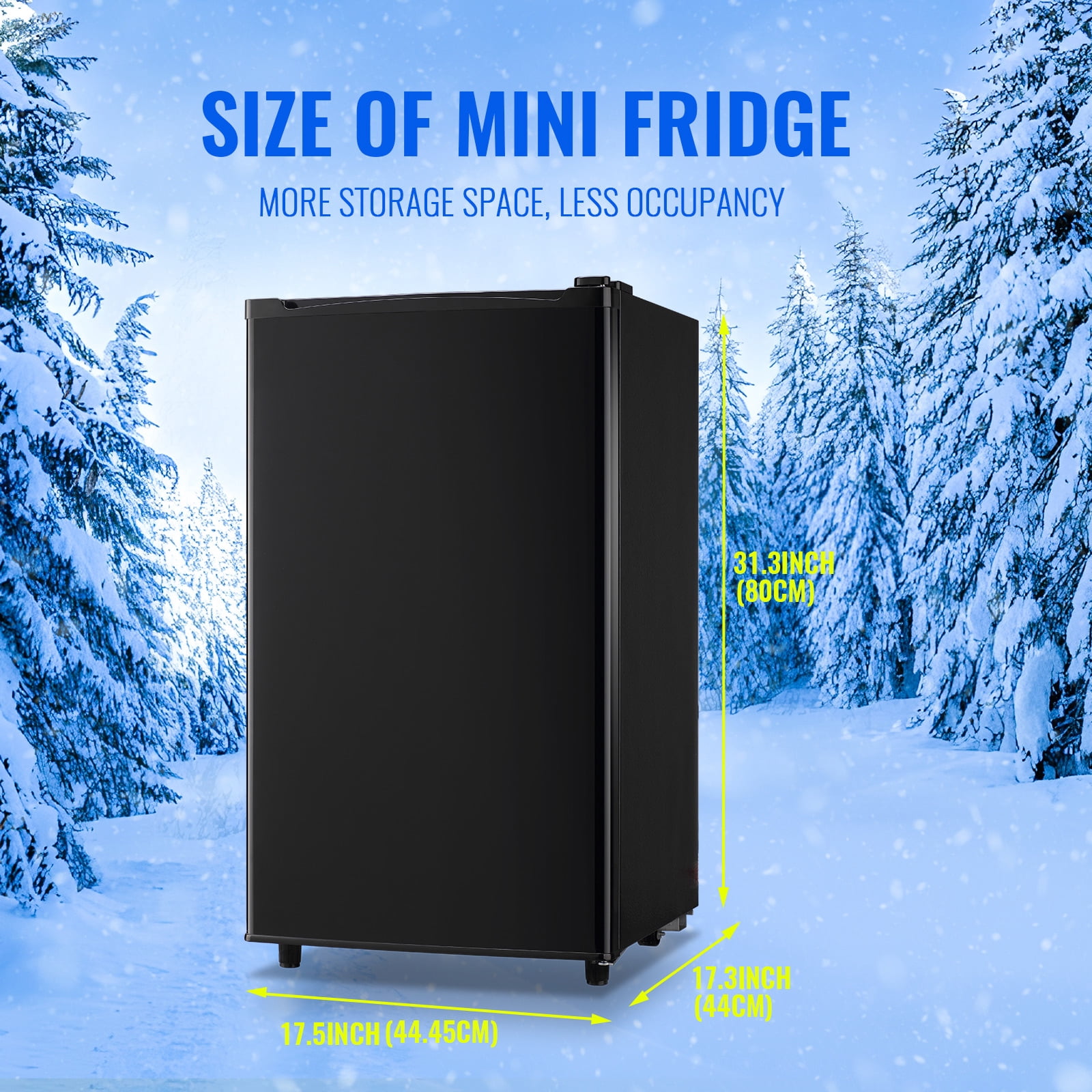 Tacool Single Door Mini Fridge with Freezer Apartment Size Refrigerator 3.2Cu.ft Energy Saving, Black, New