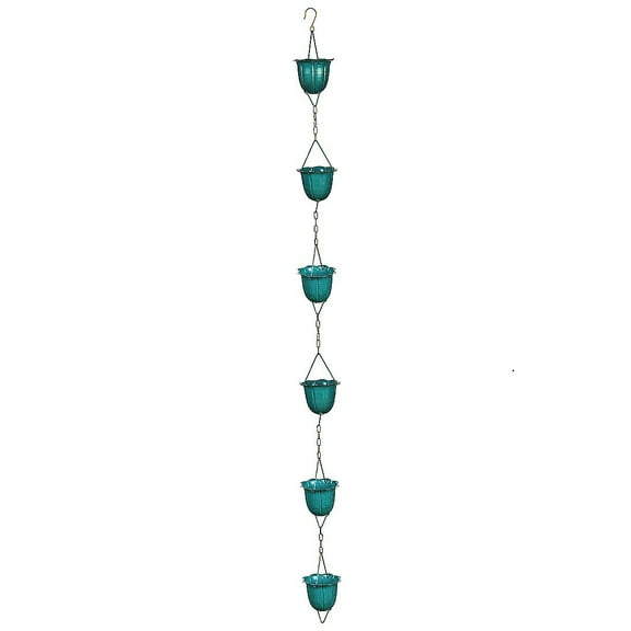 96" Blue Flower Cup Rain Chain