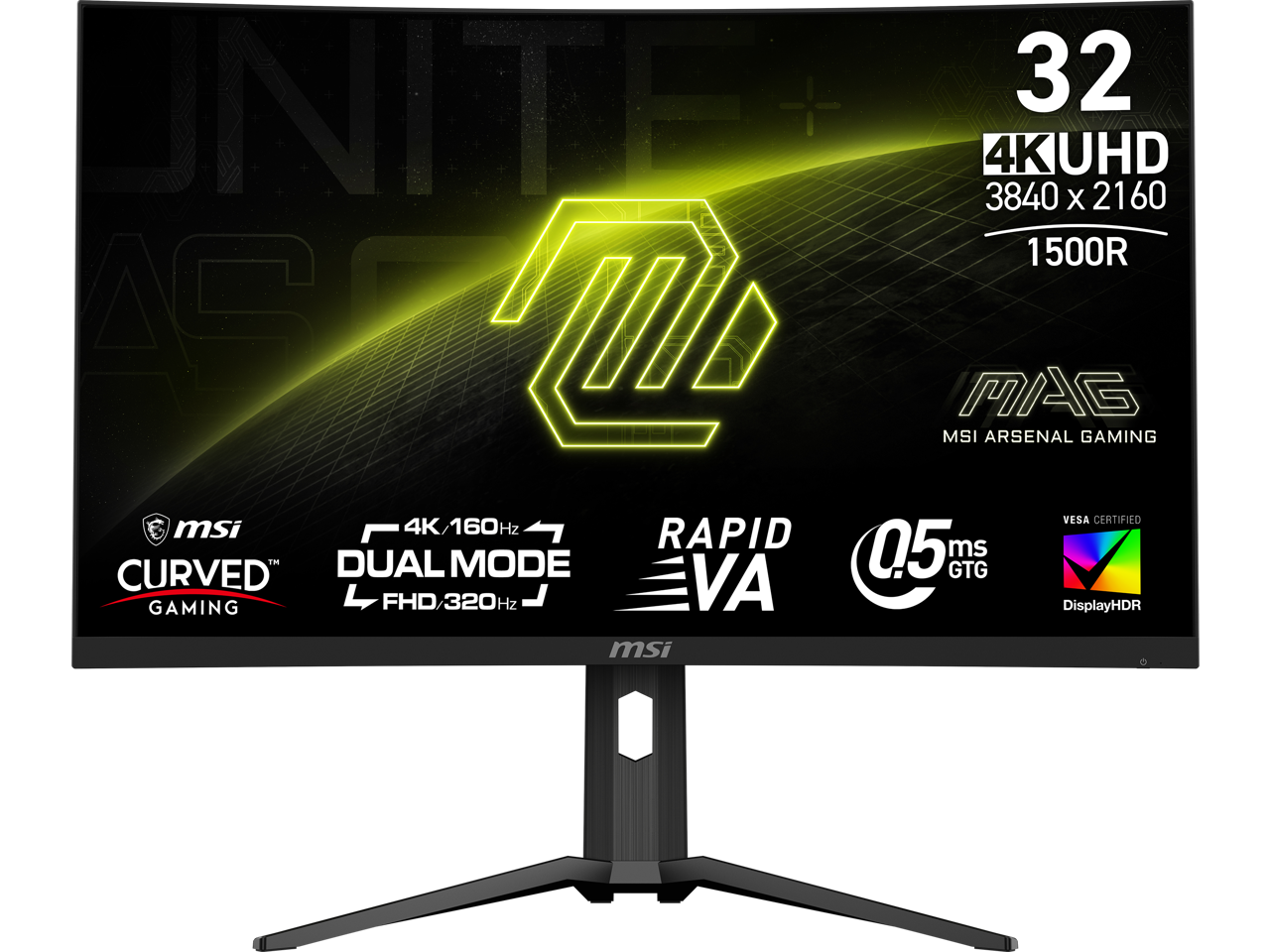 MSI MAG 321CUPDF 31.5 inch VA UHD Display 320Hz AdaptiveSync Curved Gaming Monitor - 1500R Curve - Rapid VA - 320Hz - .5ms - HDR Ready - Eye Care - Adpative Sync - AI Vision - Less Blue Light