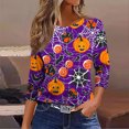 thumbnail image 5 of T Shirts for Women 3/4 Sleeve T Shirt Halloween Fall Loose Graphic Casual Tees Tops Womens Tops Crewneck Shirt Top, 5 of 6