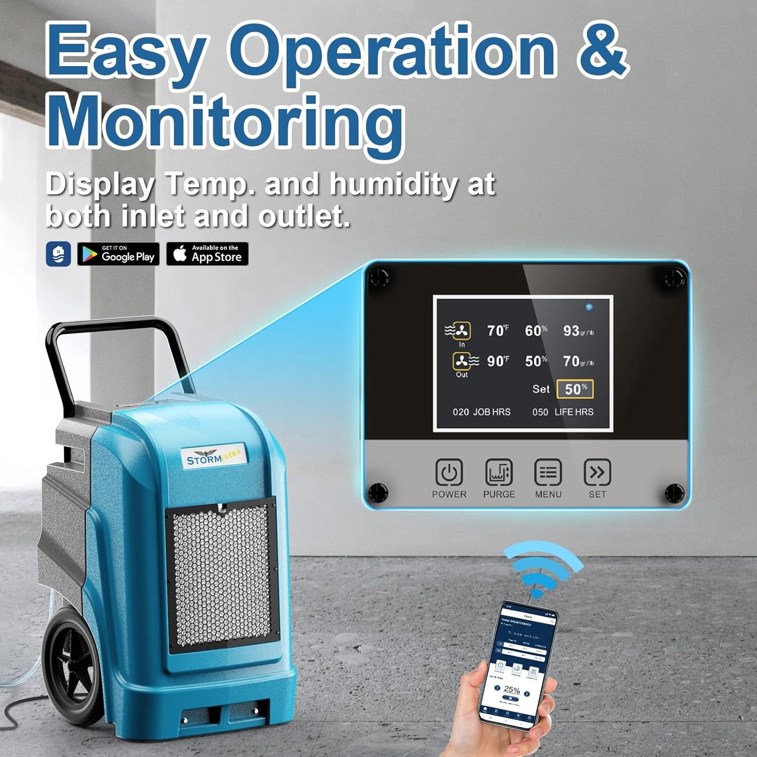 AlorAir 190PPD Commercial Dehumidifier with Pump & Drain Hose, APP Control Smart WiFi Industrial Dehumidifier for Home, Basements, Garages, Job Sites, 5 Years Limited Warranty