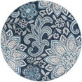 thumbnail image 3 of Transitional Area Rug (5'3'' Round) Floral Navy, Aqua Indoor Round Easy to Clean, 3 of 5
