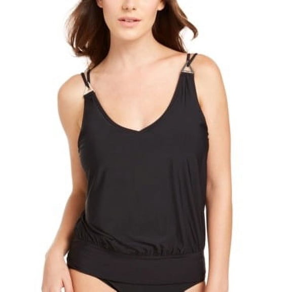 Calvin Klein BLACK Blouson Underwire Tankini Swim Top, US X-Small