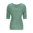 thumbnail image 5 of APEXFWDT Women's Plus Size V-Neck Knit Top 1X-5XL - Soft Three Quarter Sleeve Pullover Sweater with Ribbed Trim Casual Wear,XXXXL,Army Green, 5 of 6