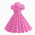 thumbnail image 4 of Girls Swing Dresses Kids Short Sleeve Lapel Doll Children Dot Pattern Zipper Back A-Line Cute, 4 of 9