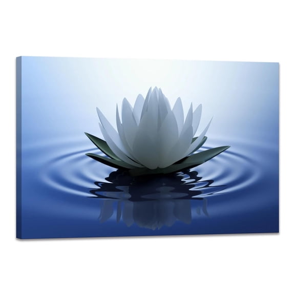 White Lotus Wall Art Canvas Pictures Print Spiritual Meditation Artwork Poster for Yoga Room Bathroom Zen Spa Photo Decor