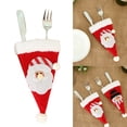 thumbnail image 2 of 5PCS Christmas Tableware Holder Cute Santa Hat Shape Cutlery Pocket Christmas Table Decor, 2 of 5