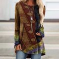 thumbnail image 3 of Gvmfive Women Ethnic Print Long Sleeve Round Neck Casual Loose Tops, 3 of 4