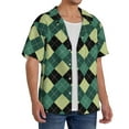 thumbnail image 4 of Daiia Green Squares Men's Linen Shirts Short Sleeve Casual Shirts Button Down Shirt for Men Beach Summer Wedding Shirt-Large, 4 of 7