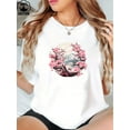 thumbnail image 1 of Camiseta de mujer con estampado de flores de cerezo Sakura, cuello redondo, informal, de algodón grueso, ideal para el día de San Valentín., 1 of 5