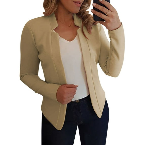 Hibeli Women Stand Collar Open Front Long Sleeve Solid Color Blazers