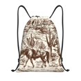thumbnail image 1 of Gaeub Western Desert Cowboys2 Drawstring Backpack Bag Sport Gym Sackpack Heavy Duty String Backpack for Men Women-Small, 1 of 6