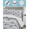 thumbnail image 4 of Quilts Twin-XL Size Bedding Set, Blue Coastal Nautical Lightweight Quilted Comforter, Summer Ocean Sea Vintage Wooden Grain Soft Bedspread Coverlet with Pillow Covers for All Season, 68" x 98", 4 of 7