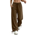 thumbnail image 6 of Guluxicc Sweat Pants for Women Loose Drawstring Elastic Waist Trousers Straight Leg Lounge Pants for Everyday Fall Winter, 6 of 8
