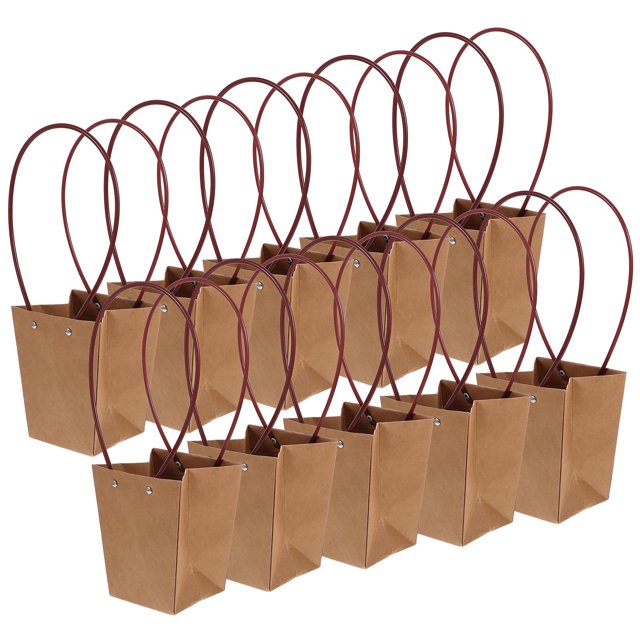 10 cajas de papel kraft para flores, bolsas de regalo con asa, para arreglos florales y ramos.