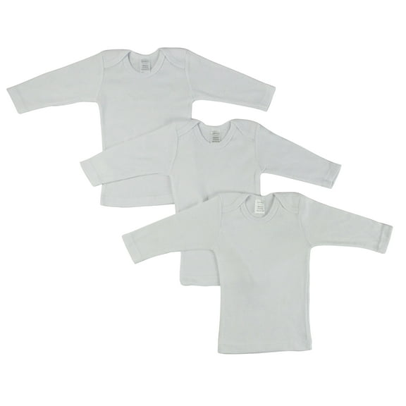 Bambini Long Sleeve White Lap T-Shirts, 3pk (Baby Boys or Baby Girls, Unisex)