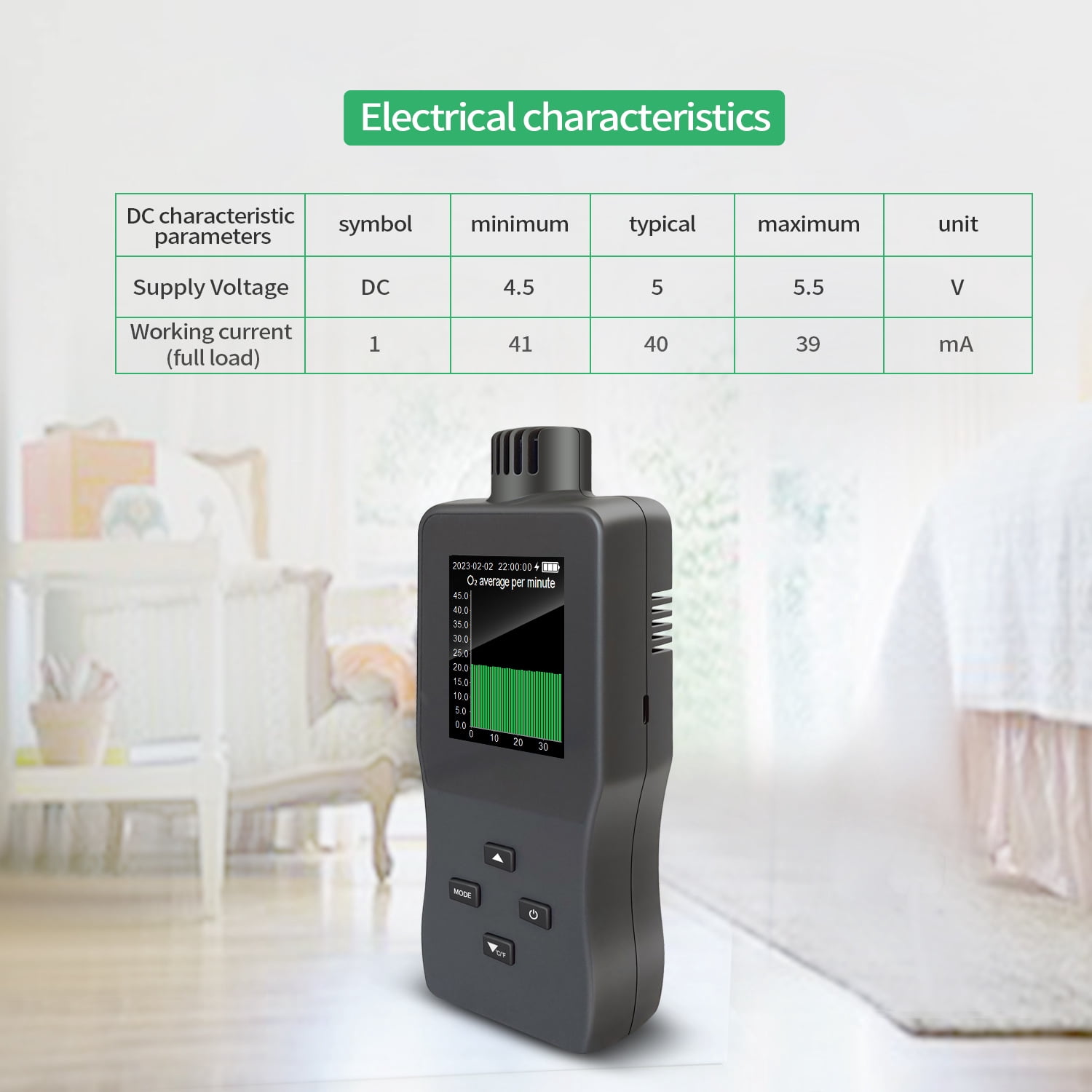 Gas alarm,- Ideal O2 Tester Handheld Air - Usb O₂ Tester Handheld O₂ Car - Usb Portable Temperature And Alarm Lcd Use Air Car Ideal Car Color Lcd Tester Alarm Car Office Alarm Usb Tft Color