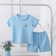 thumbnail image 2 of Ketyyh-chn99 Baby Clothes Boy Summer Baby Boys Girl Ribbed Clothes Outfits Crew Neck Short Sleeve T-Shirts Shorts Suit Light Blue,5-6 Years, 2 of 4