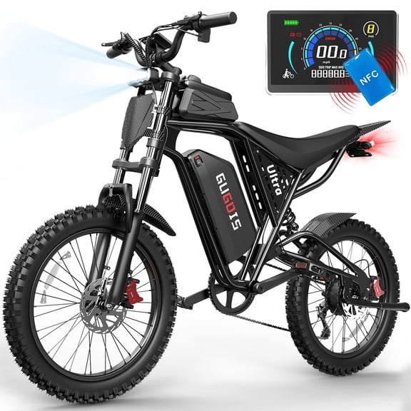 GugoIs 750W Electric Bike, 52V 25Ah Electric Mountain Bike for Adults, 23" * 3.0 Fat Tire Ebike, Max.90 Miles & 28mph, LCD with NFC Unlock, Full Suspension, off-road, UL2849