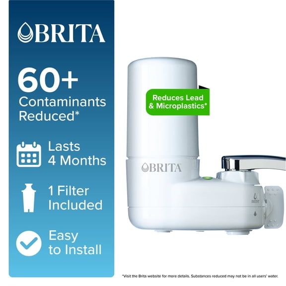 Brita Elite White, Faucet Water Filter System, 1 Replacement Filter, Reduces Lead