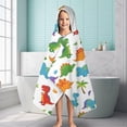 thumbnail image 6 of White Dinosaurs Colorful Species Palms Pattern Hooded Bath Towel，60"x35" for Ages 3 To 12 Kids, Quick Dry Lightweight Soft Microfiber Hood Beach Towel Cover Up for Kids, 6 of 7