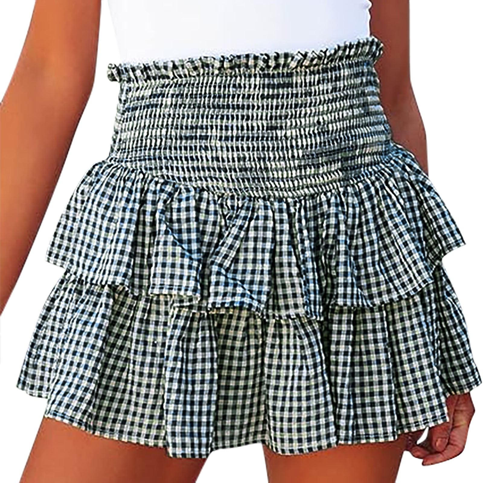 TSADFHJI Wool Skirt Maxi Mini Ruffle Skirt Women Pleated A Line