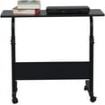 thumbnail image 3 of QRKD Rolling Sofa Side Table Mobile Snack Table, Height Adjustable Portable Laptop Computer Stand Desks Breakfast Tray Table with Wheels for Living Room Bedroom, Wood Desktop with Metal Frame (Black), 3 of 19