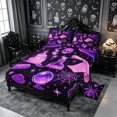 thumbnail image 2 of Erosebridal Neon Witch Bed Sheets 4-Piece,Magic Symbols Full Size Sheets,Purple,1 Flat Sheet, 1 Fitted Sheet and 2 Pillowcases, 2 of 6