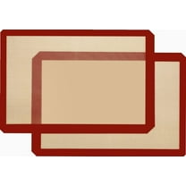 Silicone Baking Mat, 2 Pack Non-Stick Food Grade Silicone Mat for Baking, Reusable Heat Resistant Half Sheet Baking Mat for Cookies Macarons Bread Pastry (16.5"x11.6", Red)