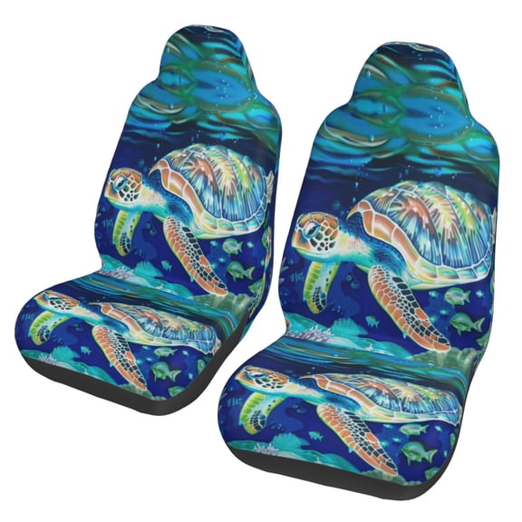 KAKALAD Swimming Sea Turtle Summer 01 Car Accessories Seat Covers Set Vehicle Seat Covers Universal Front Seats Protector 2 Pcs