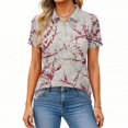 thumbnail image 4 of OIOLOYJM Womens Polo Shirts Casual V-Neck Short Sleeve Floral Print Golf Shirts Summer Dressy Lapel Collar Tops Tennis Loose Fit Activewear M, 4 of 5