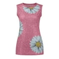 thumbnail image 3 of Bescita Women Summer Tops O-neck Daisy Print Sleeveless Tank T-Shirts Graphic Blouse, 3 of 6