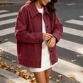 thumbnail image 6 of Edvintorg Women's Coats Plus Size Button Down Casual Jacket Long Sleeve Turndown Collar Loose Outerwear with Pocket Womens Fashion Wine S-3XL, 6 of 9