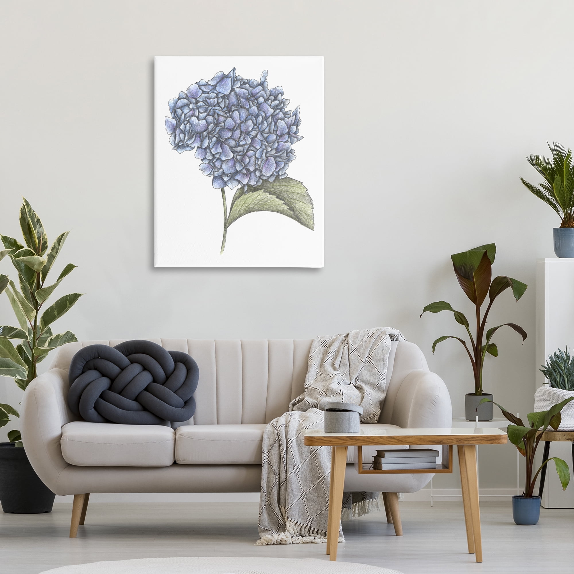 Hydrangea Sketch Blossom Canvas Wall Art, design by Cecilia Battaini