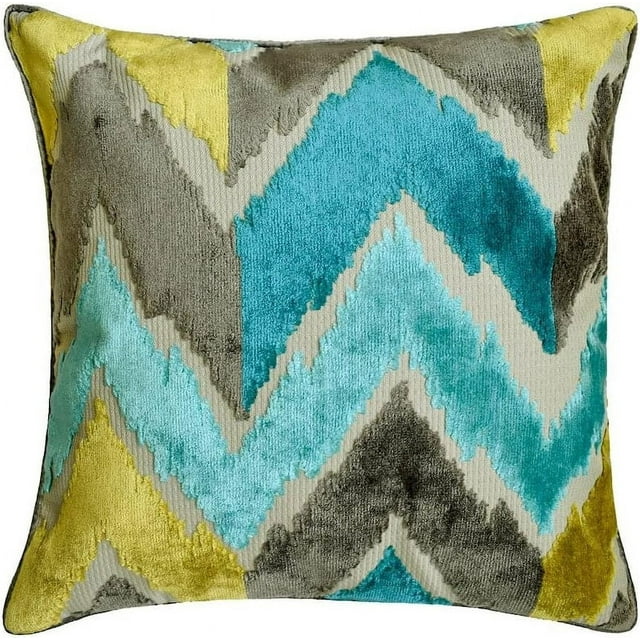 The HomeCentric Decorative Blue 22"x22" (55x55 cm) Throw Pillows, Velvet Chevron Throw Pillows For Couch, Abstract Pattern Modern Style - Cordelia