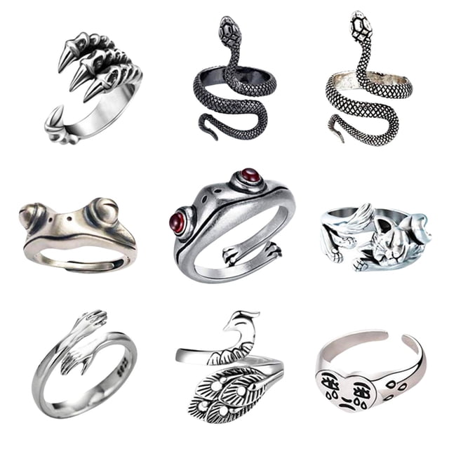 anillo de joyería,mujeres hombres punk anillos de accesorios de joyería,anillo abierto ajustable de moda para niñas de fiesta de cumpleaños,anillos de de metal joyería de mujer Yinane anillo de joyería